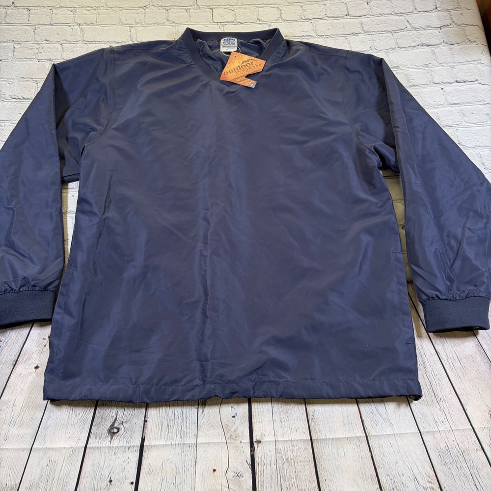 Outdoor Signature HPI Direct Navy Blue Windshirt V-Neck Pullover Mens Medium NEW
